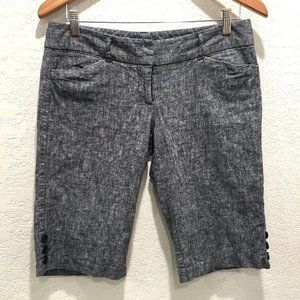 Stooshy Ladies' Linen Chambray Shorts Button Hem 7 Stretch